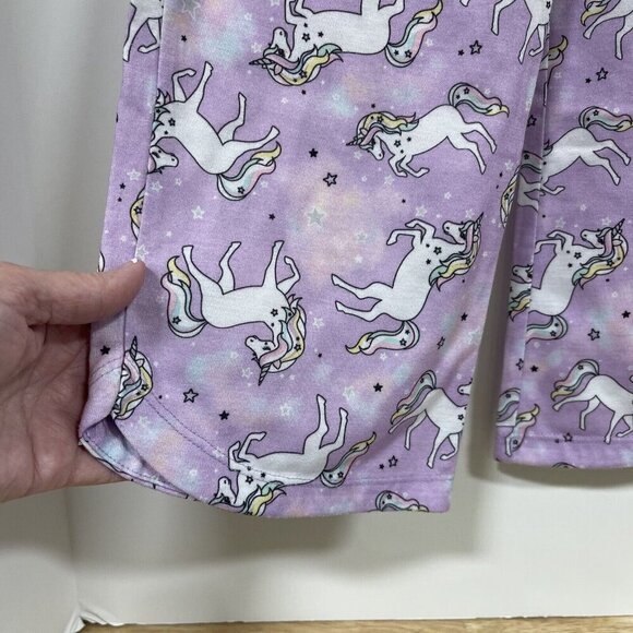 Justice Girls Sz 8 Pajama Pants Lounge Pull on Purple Unicorn Pjs Slumber - Picture 4 of 4